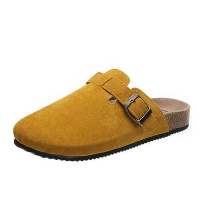 Orthopedic Balance Women’s Suede Clog Sandals – Adjustable Buckle Comfort Slides