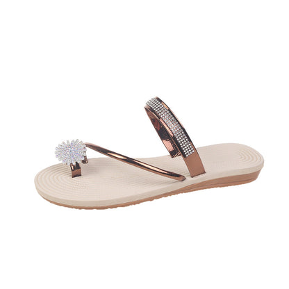 Gardenia | Women’s Orthopedic Rhinestone Toe Ring Flat Sandals