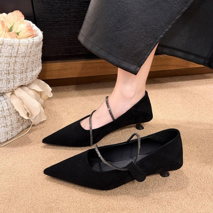 Orthopedic Balance | Pointed Toe Strap Block Heel Pumps