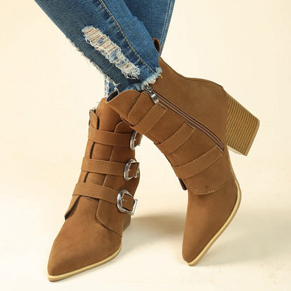 Orthopedic Balance Retro Buckle Boots - Chunky Heel Comfort