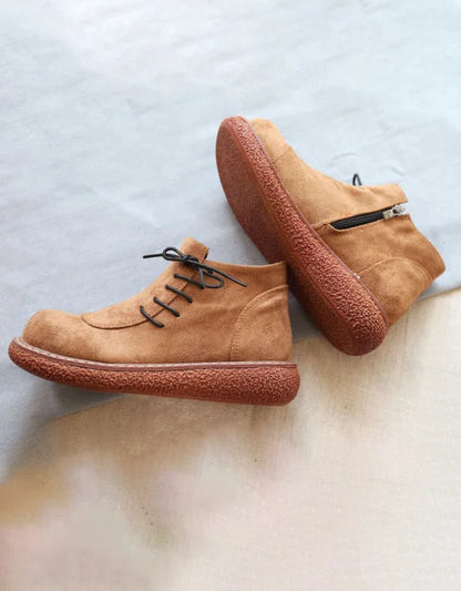 Liora | Soft Suede Side-Zip Casual Lace-Up Shoes