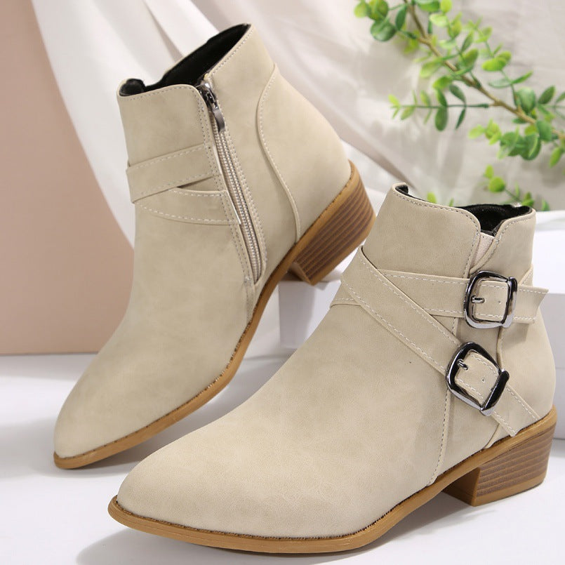 Orthopedic Balance Ankle Boots - Chunky Heel Leather Comfort