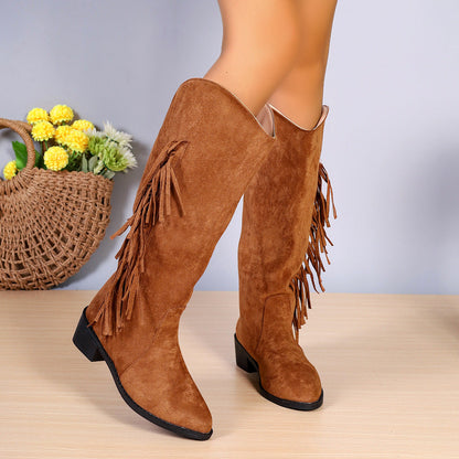 Orthopedic Balance Fringe Boots - Low Heel Comfort