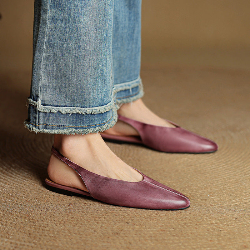 Orthopedic Balance Pointed Toe Slingback Flat Mules