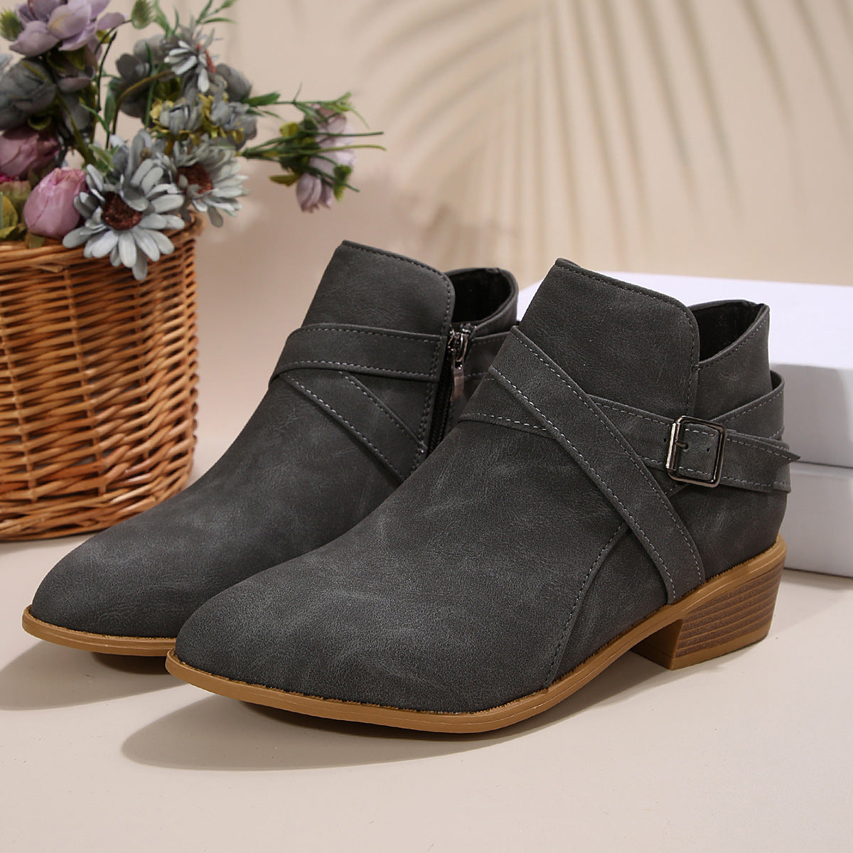 Orthopedic Balance Ankle Boots - Chunky Heel Leather Comfort