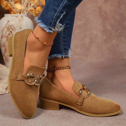 Orthopedic Balance Chunky Heeled Pumps With Elegant Metal Chain