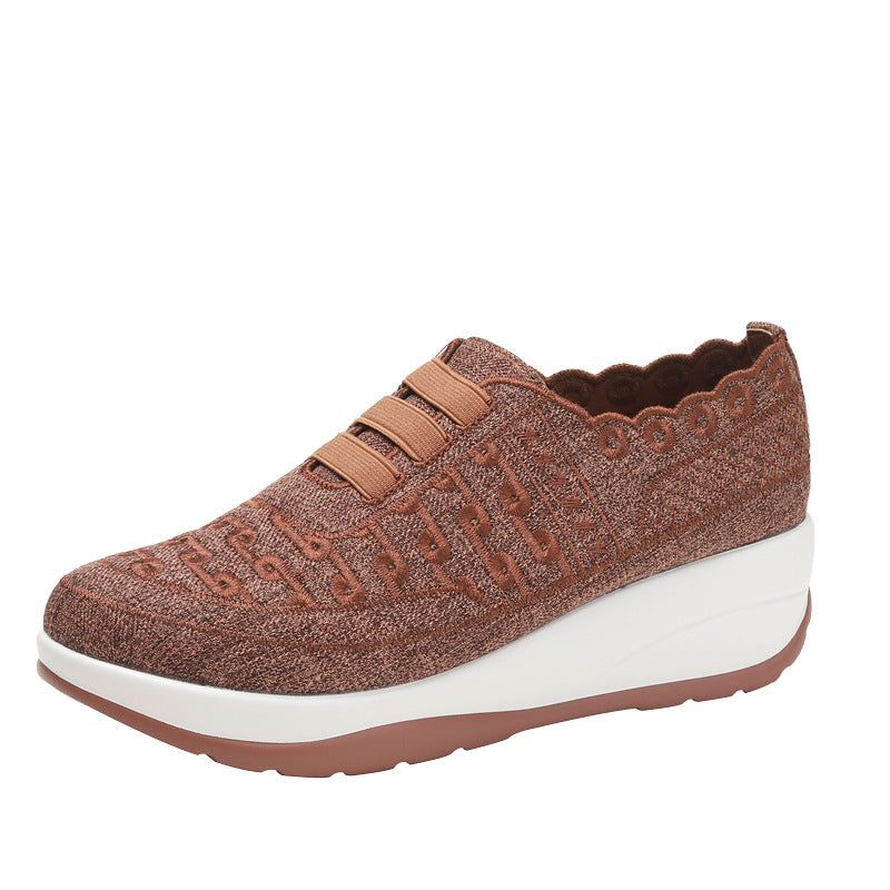 Orthopedic Balance Women’s Wedge Slip-On Sneakers – Lace Detail Comfort Walking Shoes