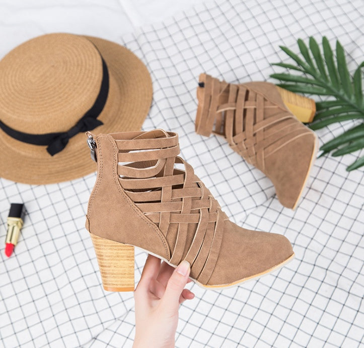 Orthopedic Balance Short Ankle Boots With A Chunky Heel And Unique Design