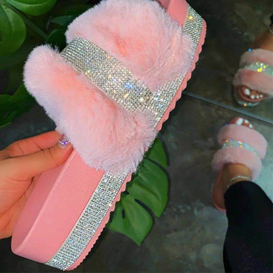 Orthopedic Balance Fluffy Bling Slippers - Unique Style And Comfort