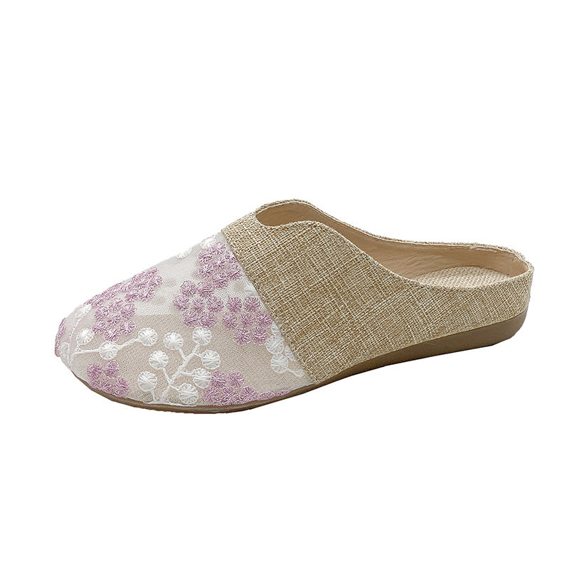 Orthopedic Balance Floral Embroidered Slip-On House Slippers
