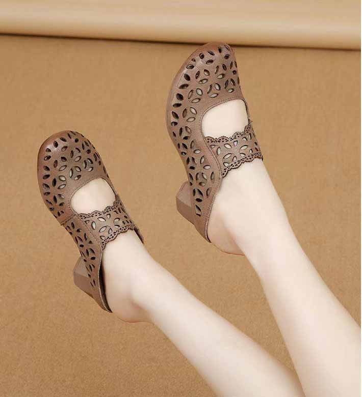 Orthopedic Balance Women’s Vintage Cut-Out Heeled Mules – Breathable Comfort Slip-On Shoes