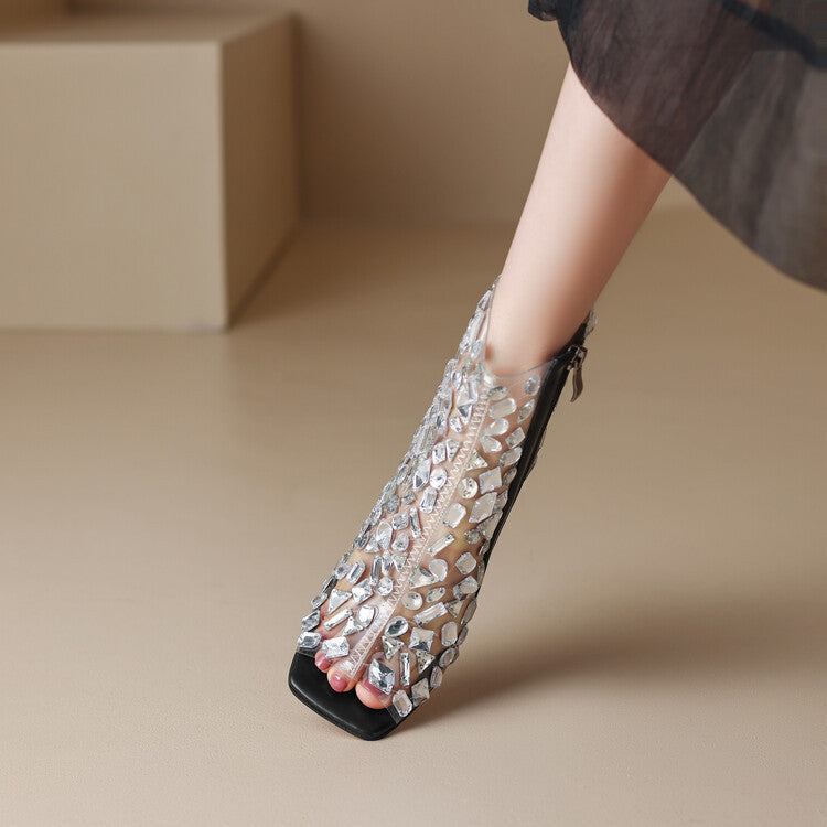 Orthopedic Balance Plus Size Rhinestone High Heel Boots