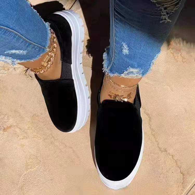Orthopedic Balance Women’s Suede Slip-On Platform Sneakers – Lightweight Casual Comfort Shoes