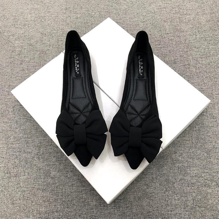Orthopedic Balance Women's Flats - Rubber Sole, Black Bow