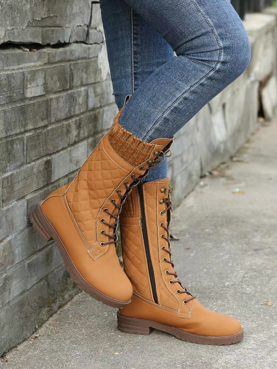 Anna | Quilted Lace-Up Winter Boots