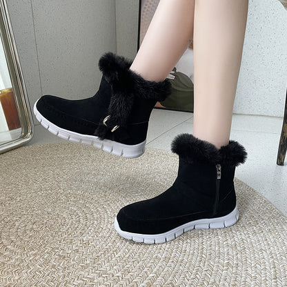 Anabelle |  Plush Ankle Boots With Buckle Design