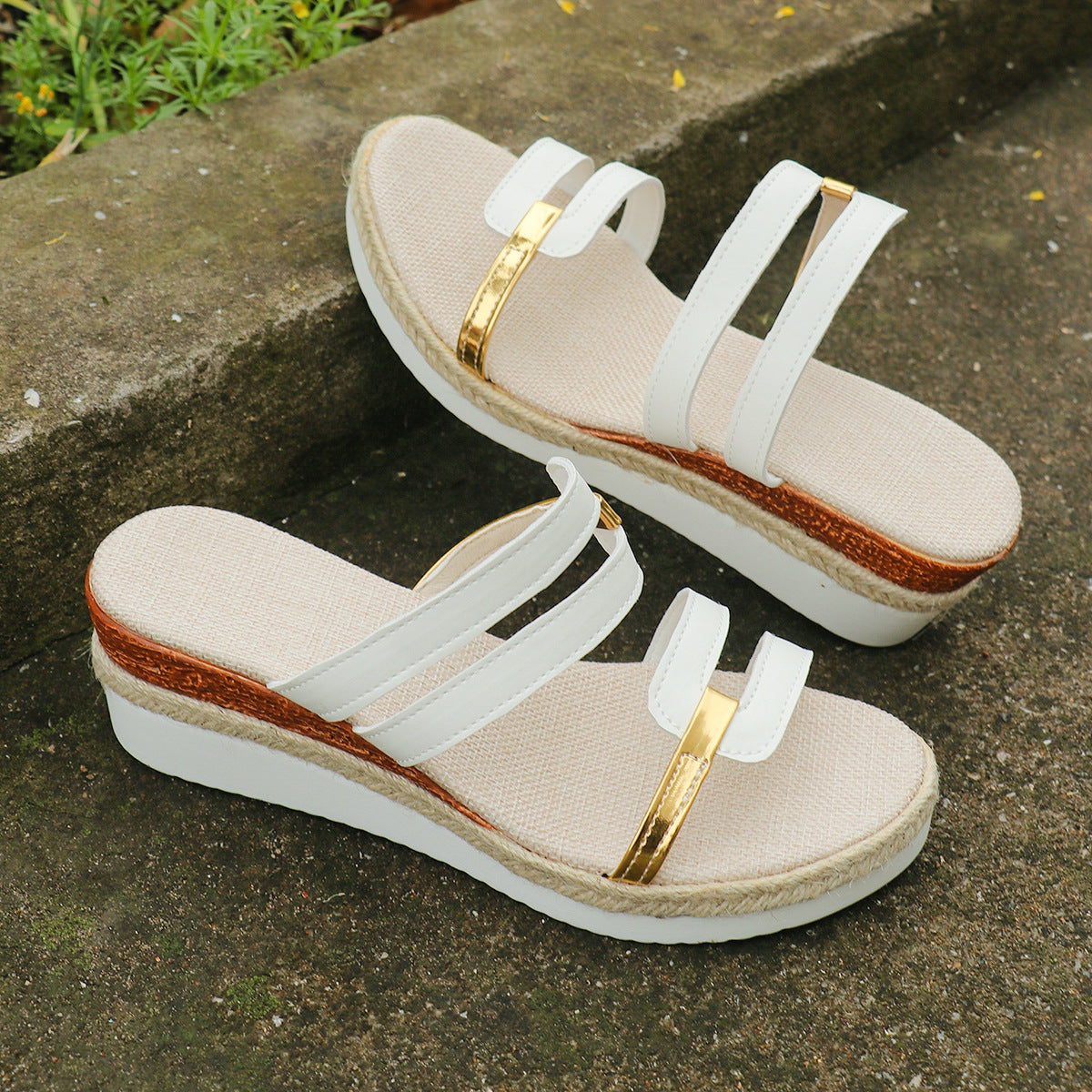 Orthopedic Balance Unique Colorblock Wedge Sandals For Summer - 