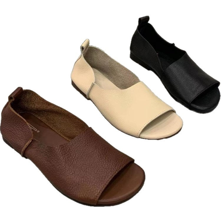 Orthopedic Balance Soft Leather Open-Toe Comfort Shoes