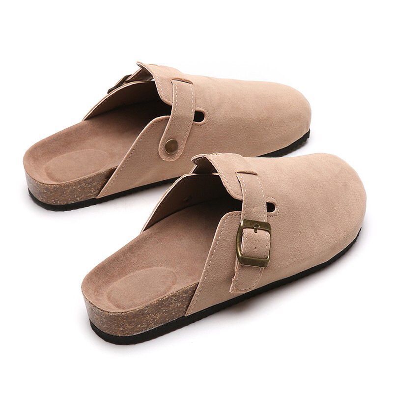 Orthopedic Balance Women’s Suede Clog Sandals – Adjustable Buckle Comfort Slides