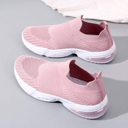 Orthopedic Air Cushion Slip-On Sneakers – Breathable Knit Lightweight Walking Shoes