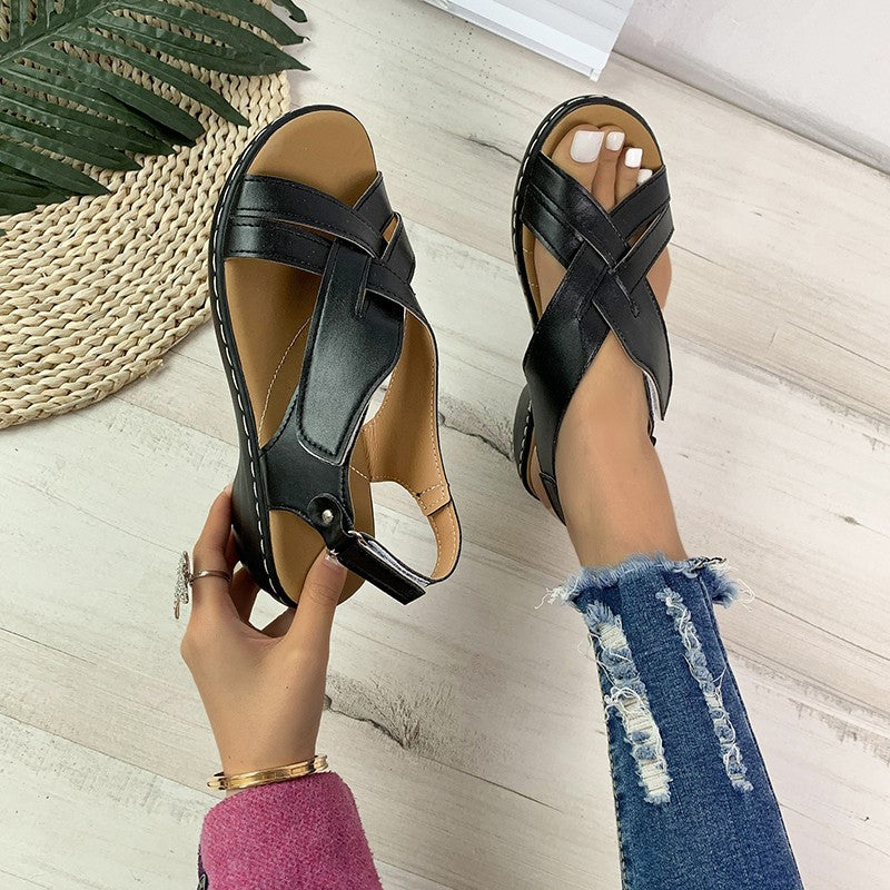 Orthopedic Balance Braided Cross-Strap Sandals