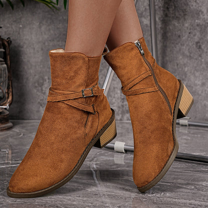 Orthopedic Balance Ankle Boots - Cross-Strap Mid-Heel Comfort