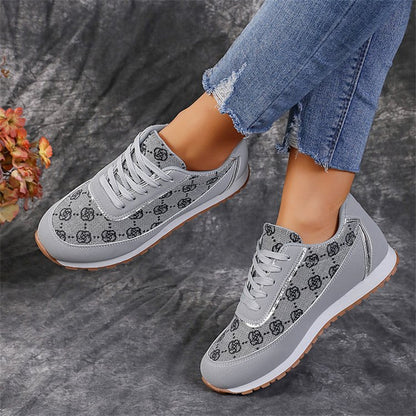 Selena | Flower Print Lace-up Sneakers