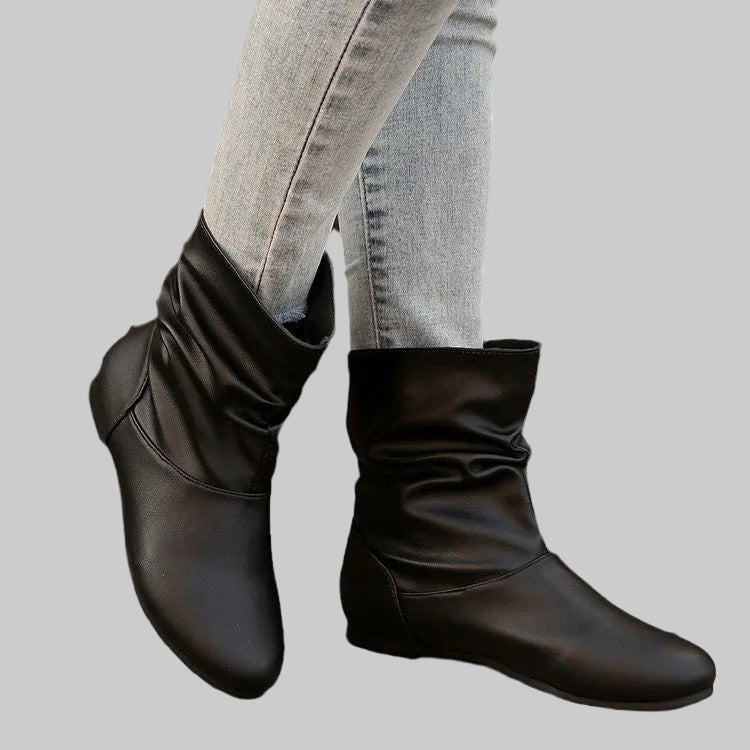 Orthopedic Balance Flat Boots - Slip-On Western Comfort