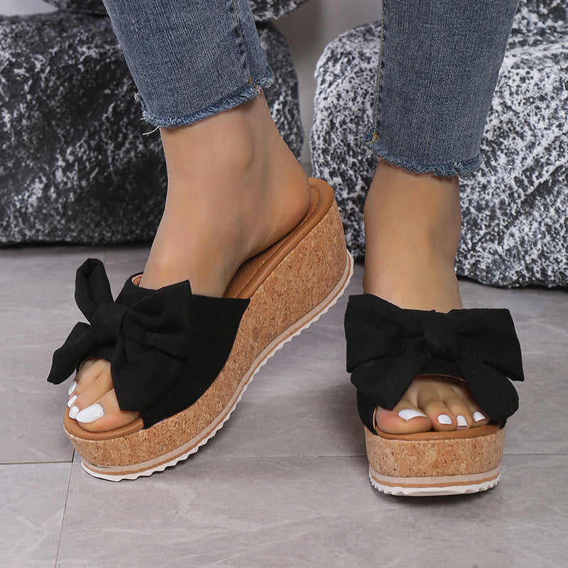 Orthopedic Balance Wedge Slippers - Leopard Bow Comfort