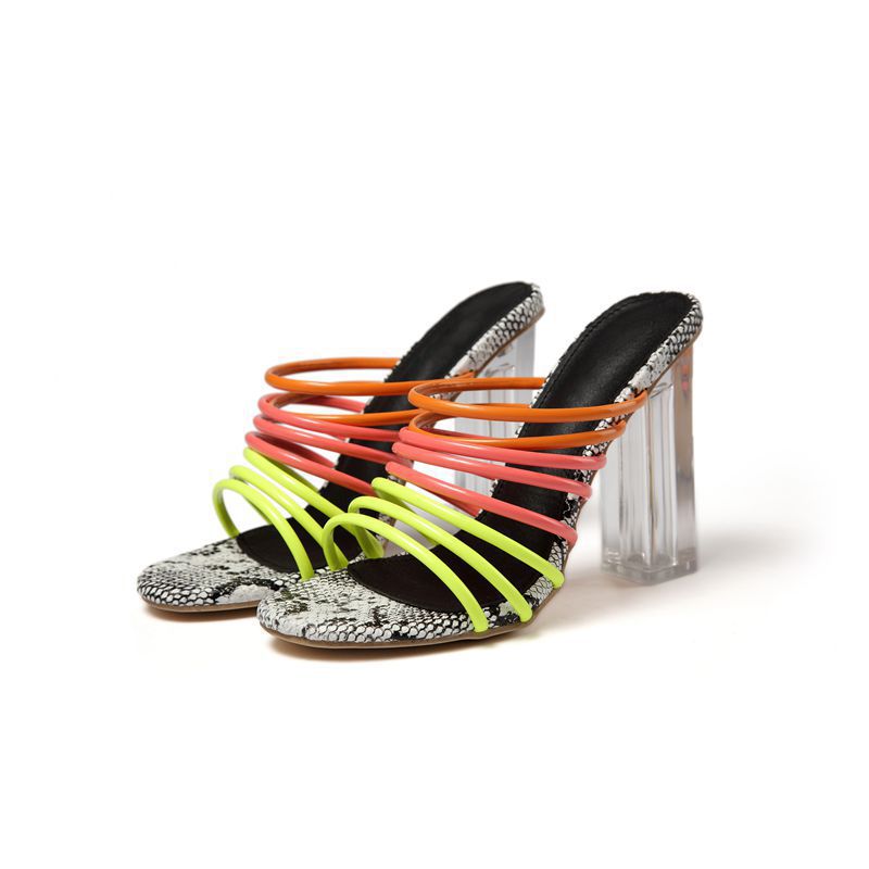 Orthopedic Balance Neon Luxe Heels – Statement Strap Block Sandals