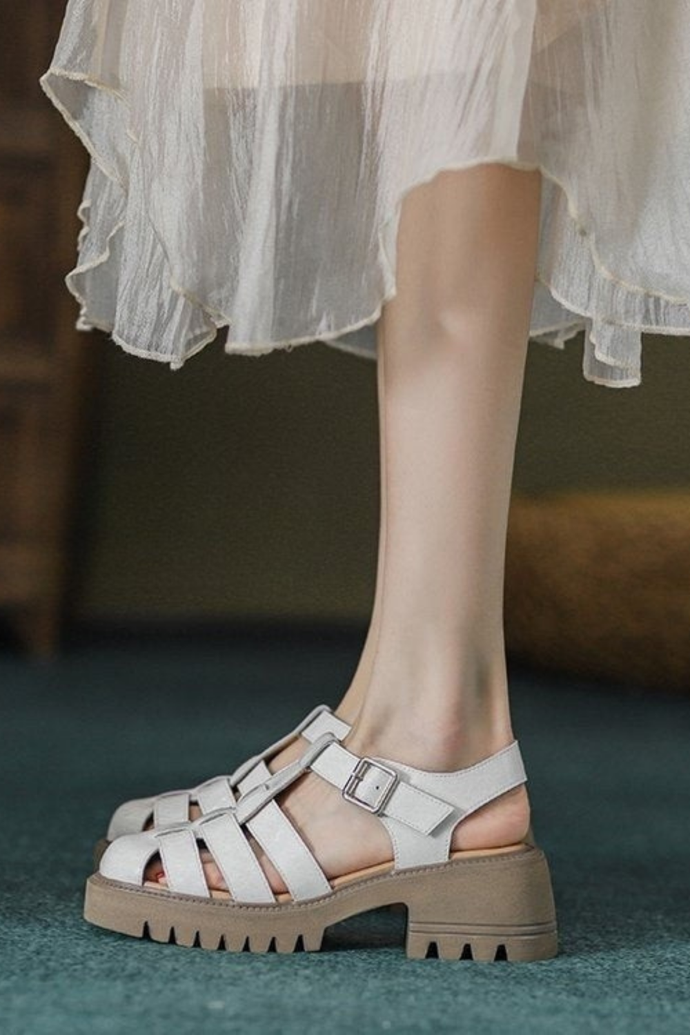 Orthopedic Balance Platform Sandals - Closed Toe Comfort