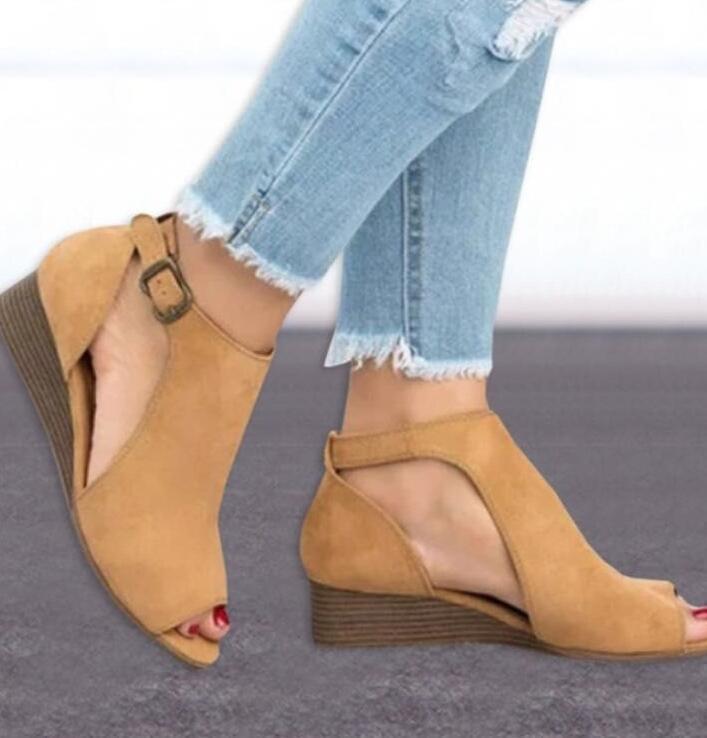 Evelyn | Women’s Orthopedic Peep-Toe Wedge Sandals with Ankle Strap
