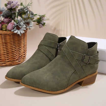 Orthopedic Balance Ankle Boots - Chunky Heel Leather Comfort