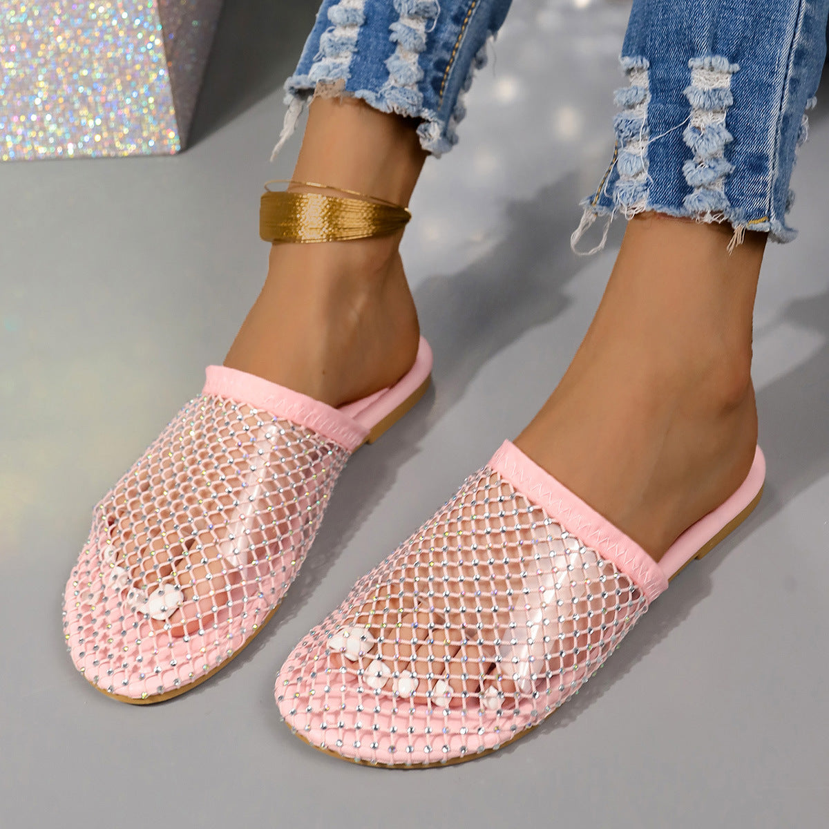 Orthopedic Rhinestone Comfort Slide Sandals
