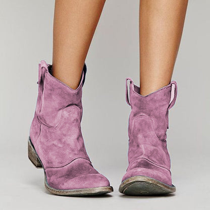 Autumn | Suede Ankle Cowboy Boots with Orthopedic Cushioned Support