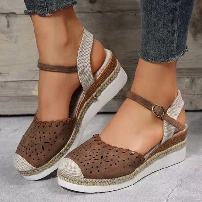 Orthopedic Balance Breathable Woven Mary Jane Platform Sandals