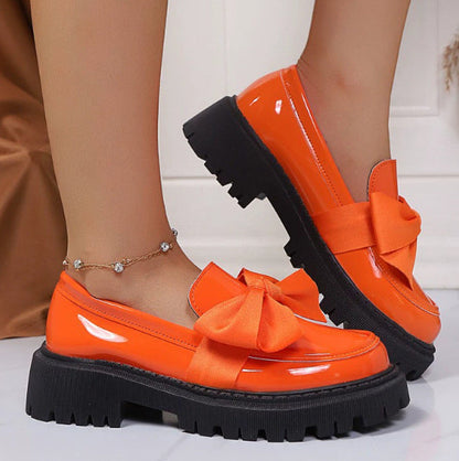 Orthopedic Balance Vintage Loafers With Bow - Unique Elegance