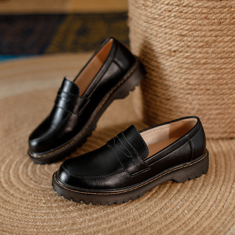 Orthopedic Balance Leather Loafers - Round Toe Low Heel