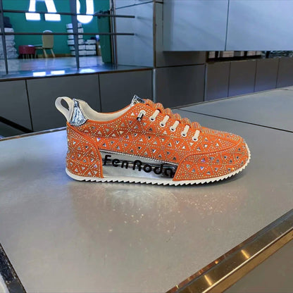 Orthopedic Balance Luxe Crystal Sneakers – Sparkling Comfort Casual Shoes
