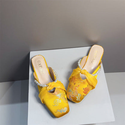 Orthopedic Balance Embroidered Slipper - Square Toe Comfort