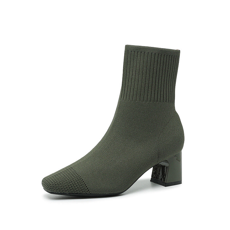 Mary | Classic Knit Block-Heel Orthopedic Sock Boots