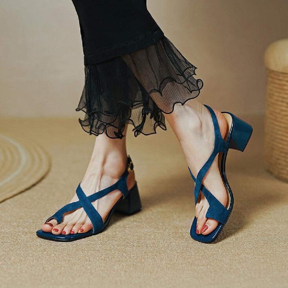 Orthopedic Balance Chunky Heeled Sandals With Criss-Cross Straps