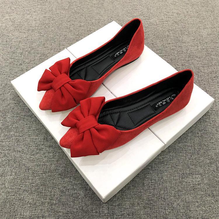 Orthopedic Balance Women's Flats - Rubber Sole, Black Bow