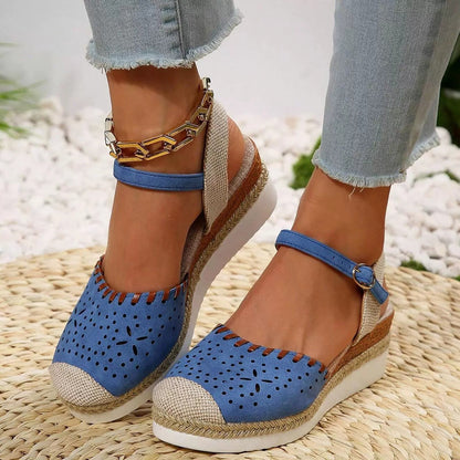 Orthopedic Balance Breathable Woven Mary Jane Platform Sandals