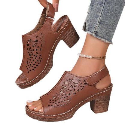 Sonya | Women's Wedge Thick Bottom Velcro Sandals