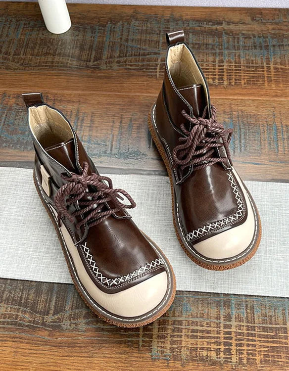 Rowin | Two-Tone Hand-Stitched Casual Lace-Up Boots