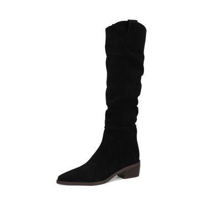Mahine | Slouch Suede Knee-High Block-Heel Boots