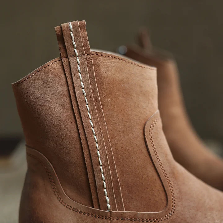 Oaklyn | Rustic Suede Side-Zip Lug-Sole Ankle Boots