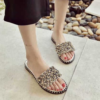 Orthopedic Balance Crystal Braided Comfort Slide Sandals