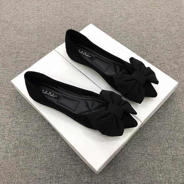 Orthopedic Balance Women's Flats - Rubber Sole, Black Bow